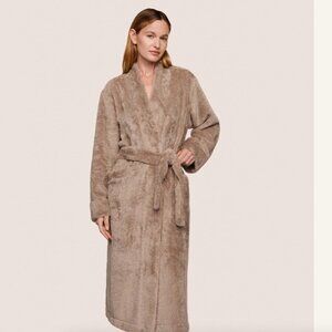 Eberjey Renew Plush Long Robe Toffee Luxury Old Money cozycore sz M